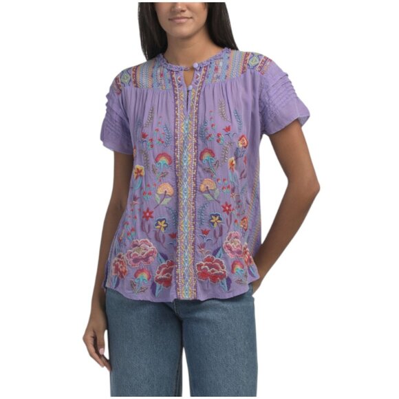 JOHN VARVATOS STAR Embroidered Lafaret Blouse - Picture 1 of 4